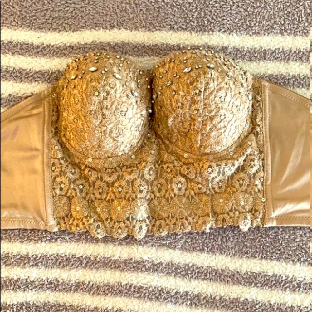 Encrusted beige corset top
